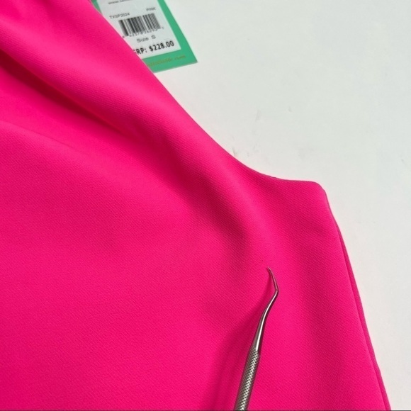 NEW Sail To Sable Barbie Pink 60s Retro Button Cowl Neck Sleeveless Mini Dress - Picture 11 of 15